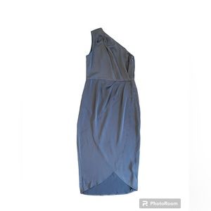 Pretty Garden women’s one shoulder dress. Sophisticated smokey blue tone. Small.
